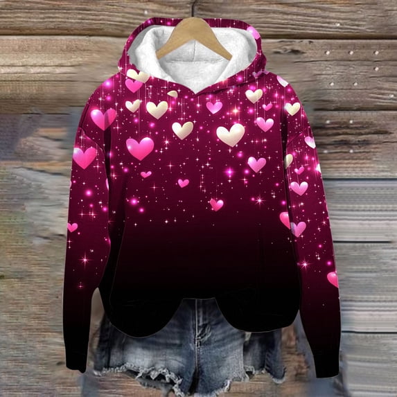 Avtoify Kids Long Sleeve Shirts Children's Winter Printing Long Adding Velvet and Casual and Comfortable Long Sleeved Hoodie for Kids