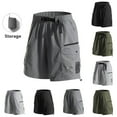 thumbnail image 1 of Avtoify Man Solid Color Loose Casual Pocket Waist Belt Elastic Waist Summer Mens Pants Half Shorts, 1 of 7