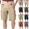 thumbnail image 1 of Avtoify Man Solid Color Multi Pocket Zipper Button Work Mens Shorts Button Cropped Capris Pants, 1 of 8