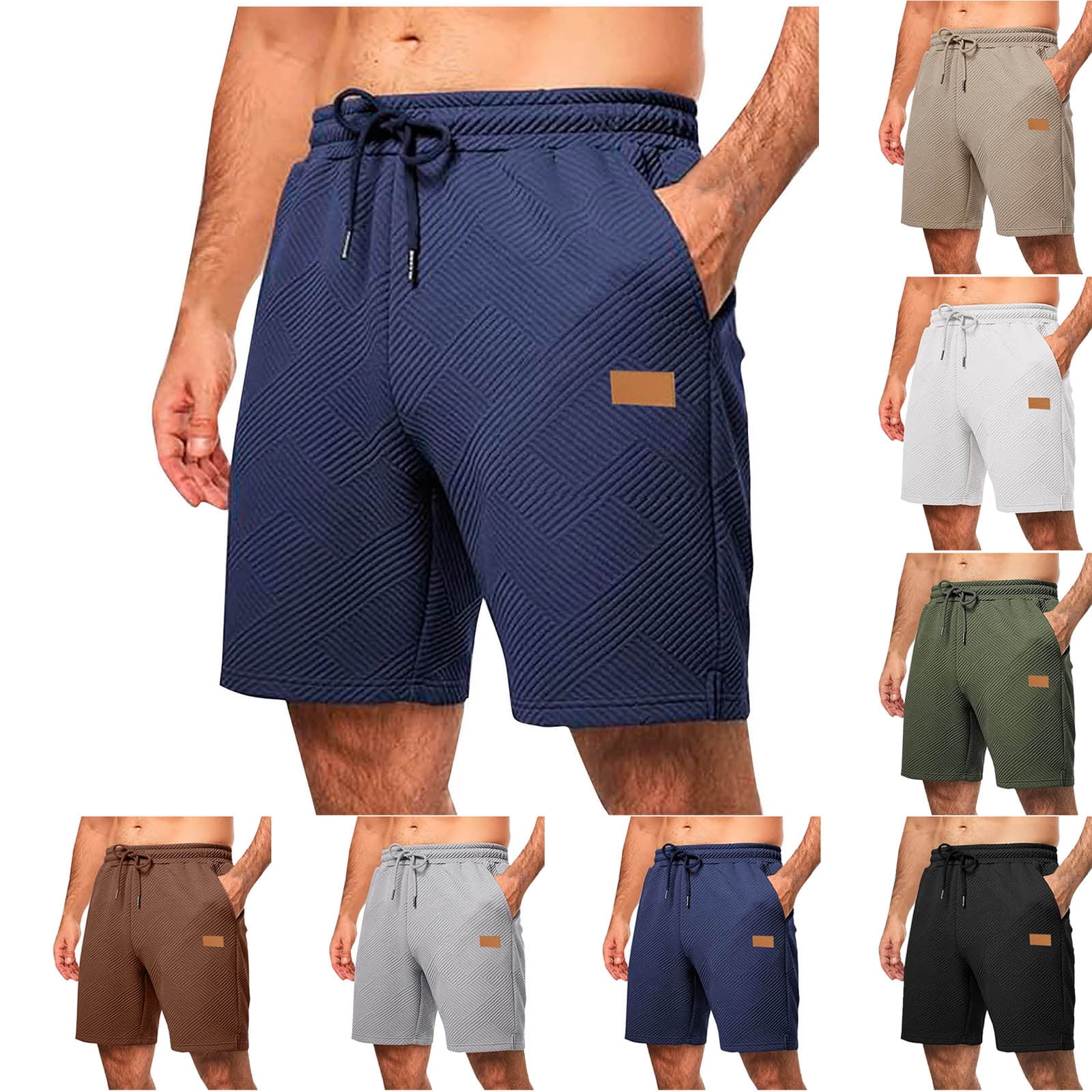 Avtoify Men Solid Color Casual Fashion Draw Rope Waist Beach Pockets ...