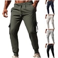thumbnail image 1 of Avtoify Men's Casual Fashionable Washed Solid Color Drawstring Elastic Waist Pocket Zipper Mens Shorts Pants, 1 of 8