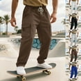 thumbnail image 1 of Avtoify Men's Fashion Casual Solid Color Pockets Elastic Waist Shorts for Men Full Length Pants, 1 of 10