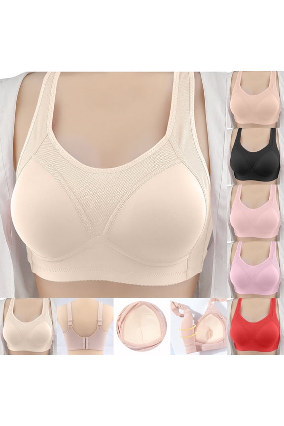 Middle Aged Elderly Bras without Steel Rings Large Summer Bras for Women Size Front Button