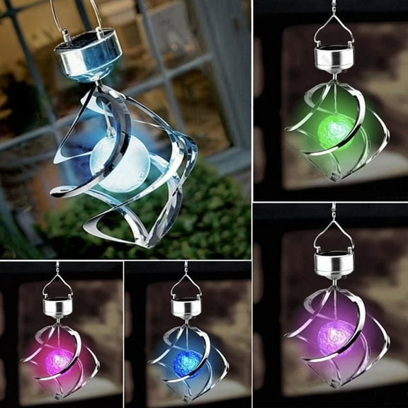 Avtoify Outdoor Garden Lights, Solar Powered LED Wind Chimes Light Solar Wind Steering Color Light