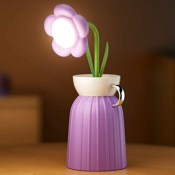 Avtoify Outdoor Garden Lights, Unique Wireless Flower Desk Lamp With Vase Flexible Gooseneck Rechargeable LED Lamp With USB Charging Port 3 Color Modes And Stepless Dimming