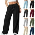 thumbnail image 1 of Avtoify Pants for Women Plus Size Solid Elastic Waist Pocket Drawstring Sports, 1 of 7