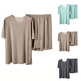 thumbnail image 1 of Avtoify Round Neck Short Sleeve Womens Pajama Sets Solid Color Breathable Loose Spring Summer, 1 of 8