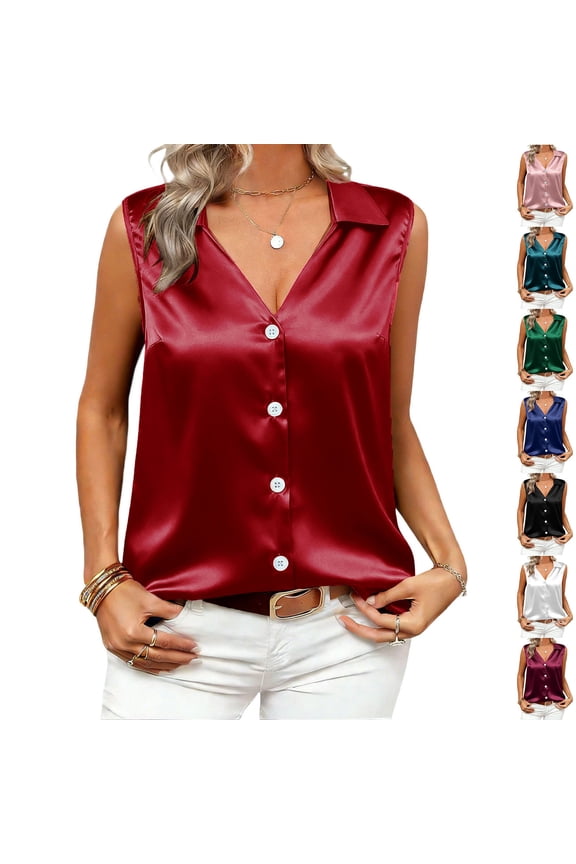 Sleeveless Business Casual Top Summer Womens Tops Dressy Casual Ladies Daily Office Solid Color Blouse