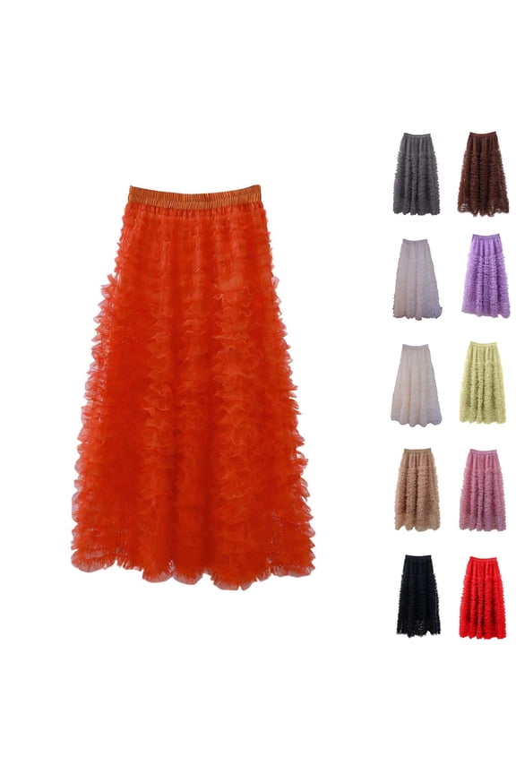 Solid Color Elastic Waist Flared Ankle Skirt Womens Dresses