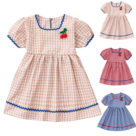 Avtoify Stylish Girls' Summer Lightweight Short Sleeve Round Neck Dress Casual Adorable