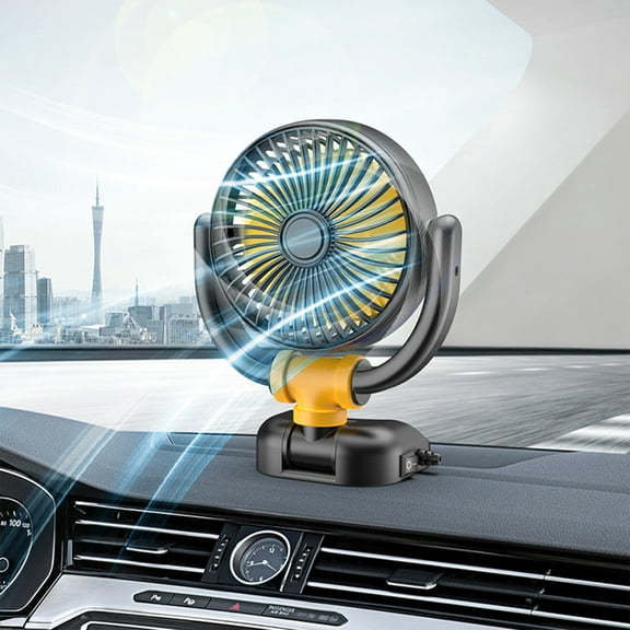 PRETXORVE Summer Fans, Wired Car Mounted Fan Practical for Car Interior Three-way Folding with Large Angle and Strong Wind Power