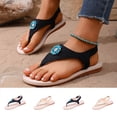 thumbnail image 1 of Avtoify Summer Flats Shoes Women Fashionable Casual Versatile Plus Size Round Toe Open Toe Thong Elastic Rhinestone, 1 of 10