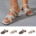 thumbnail image 1 of Avtoify Summer Middle Heels Shoes Women Casual Versatile Strap Mid Heel Comfortable Fashionable Open Toe, 1 of 10