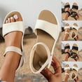 thumbnail image 1 of Avtoify Summer Women's Wedges Shoes Fashionable Casual Versatile Plus Size Beach Wedge Solid Color Round Toe Soft Sole, 1 of 9