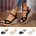 thumbnail image 1 of Avtoify Summer Women's Wedges Shoes Versatile Wraparound Wedge Heel Plus Size Solid Color Casual Rope, 1 of 10
