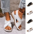 thumbnail image 1 of Avtoify Summer Women's Wedges Shoes Women Fashionable Casual Comfortable Plus Size Solid Color Strap Round Toe Open Toe, 1 of 10