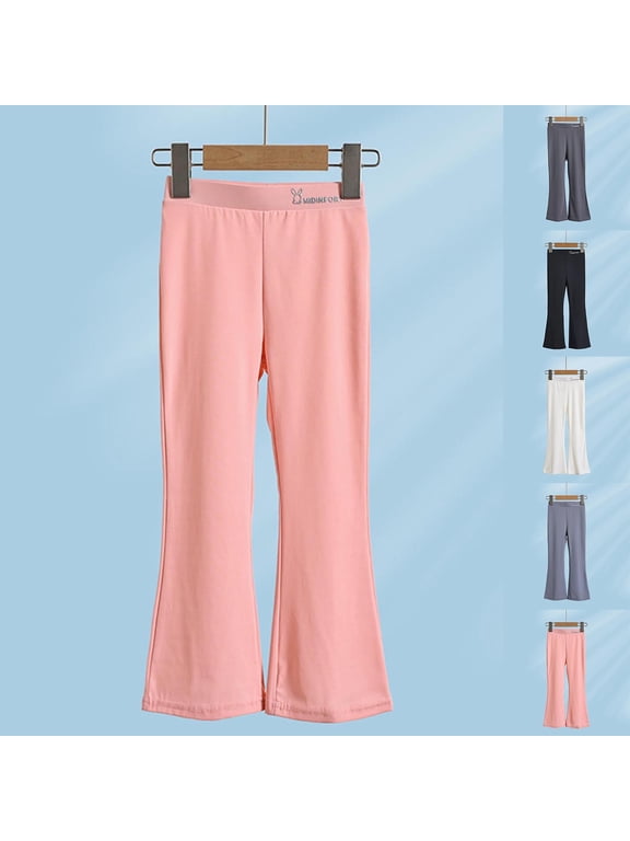Fall Girls Pants Solid Color Elastic Flared Yoga Thin Base Trousers Soft Fabric for 2-13 Years Old Girls Sport Daily Outer Wear