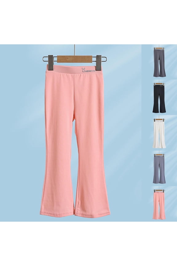 Fall Girls Pants Solid Color Elastic Flared Yoga Thin Base Trousers Soft Fabric for 2-13 Years Old Girls Sport Daily Outer Wear