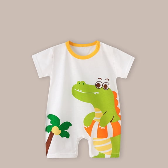 Avtoify Toddler Rompers, Toddler Girls Boys Short Sleeve Printed Color T-Shirt Round Neck Jumpsuit