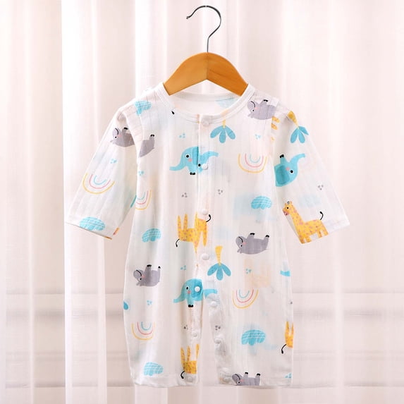 Avtoify Toddler Rompers, Toddler Jumpsuit Newborn Printing Romper Long Sleeve Button Crawling