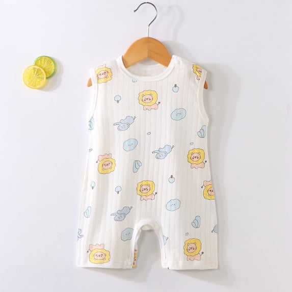 Avtoify Toddler Rompers, Toddler Sleeveless Romper Print Jumpsuit with Snap Closure