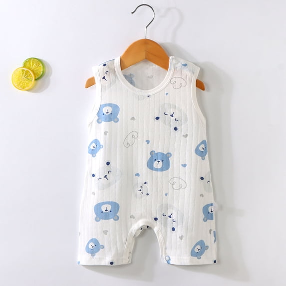 Avtoify Toddler Rompers, Toddler Sleeveless Romper Print Jumpsuit with Snap Closure
