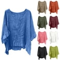 thumbnail image 1 of Avtoify V Neck 3/4 Sleeve Ruffle Cuff Top Summer Top for Women Dressy Casual Loose Solid Color Ladies Daily Blouse, 1 of 8