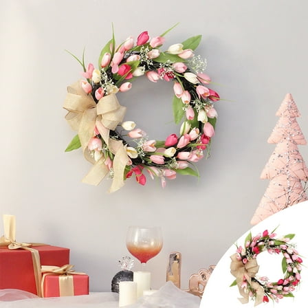 2024 Valentines Day Gifts WJSXC 17.72 Inch Valentine's Day Wreath, Outdoor Lighted Valentine's Day Wreath for Front Door for Holiday Valentine's Day Decorations Pink