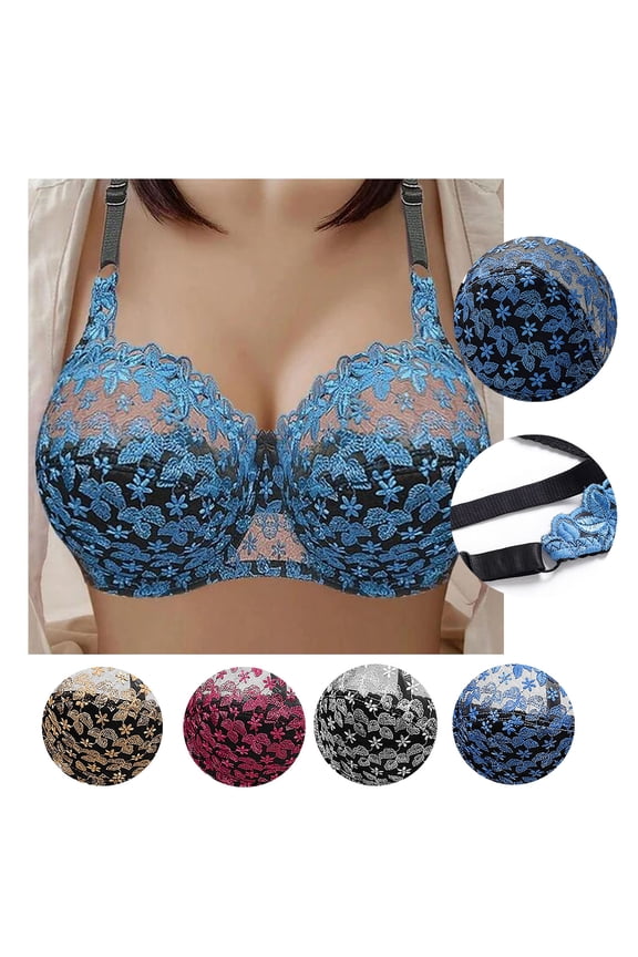 Women Plus Size Underwire Bra Summer Womens Bras Lace Embroidery Push Up Daily Wear