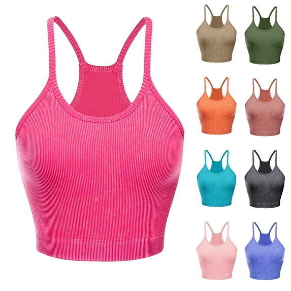 Avtoify Women Rib Crop Tank Bra Summer Bras for Women Seamless Drying Sports Comfortable Wear