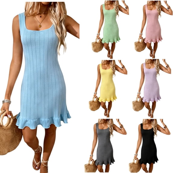 Avtoify Women Sleeveless Round Neck Summer Womens Dresses Casual Dress Soft Lightweight Comfortable Wear