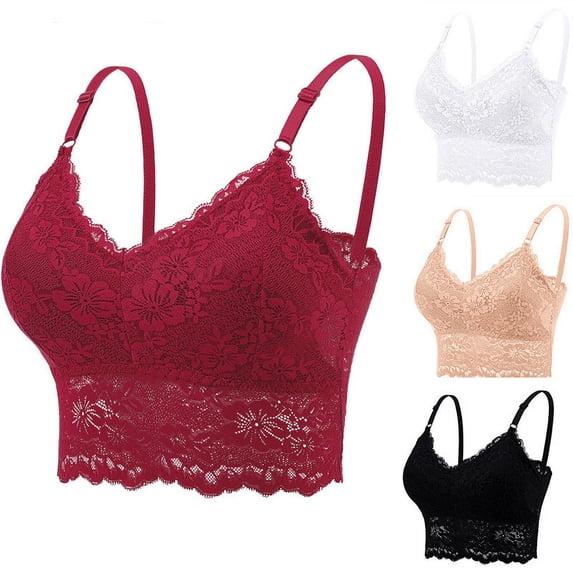 Avtoify Women Solid Color Bra Summer Womens Bras Underwire Lace Padded Camisole Daily Wear