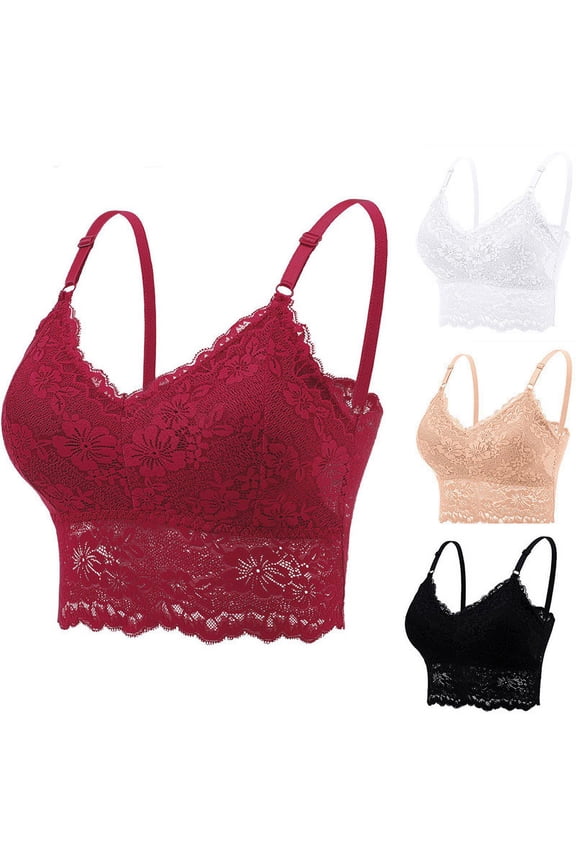 Women Solid Color Bra Summer Womens Bras Underwire Lace Padded Camisole Daily Wear