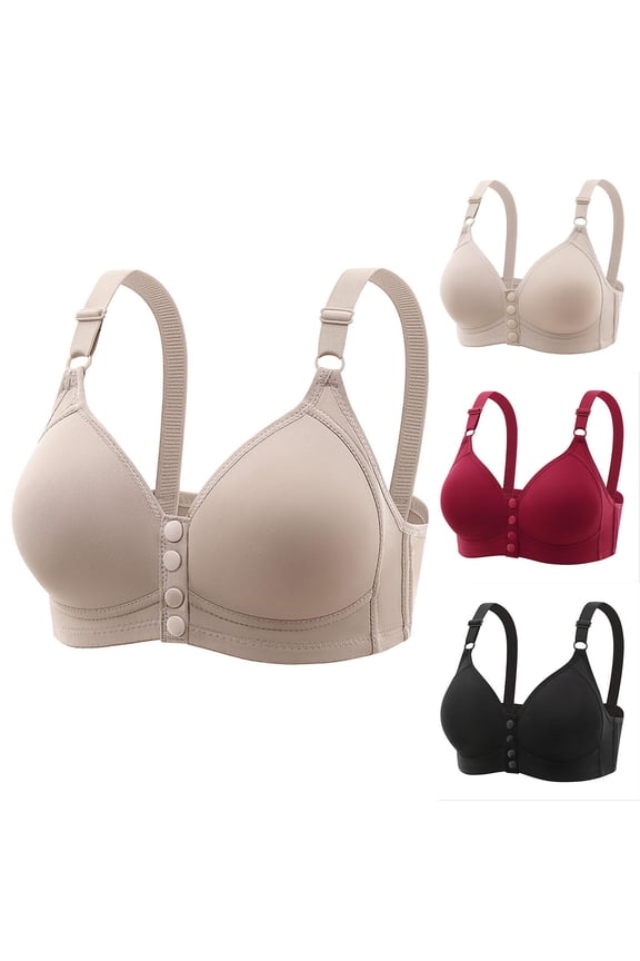 Women Solid Color Bra Summer Womens Bras Wirefree Front Buckle Padded Support Wear