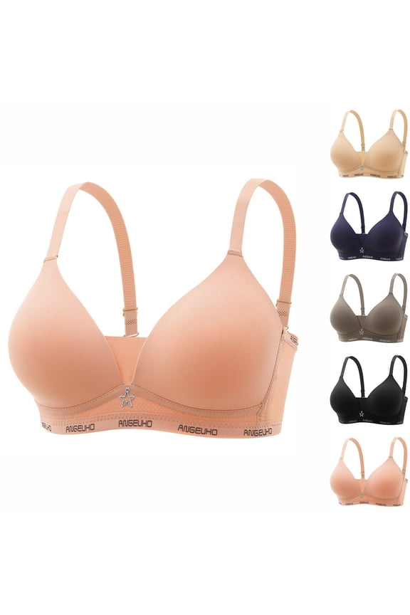 Women Solid No- Threaded Summer Womens Dressy Casual Bras Ruffled Back Button