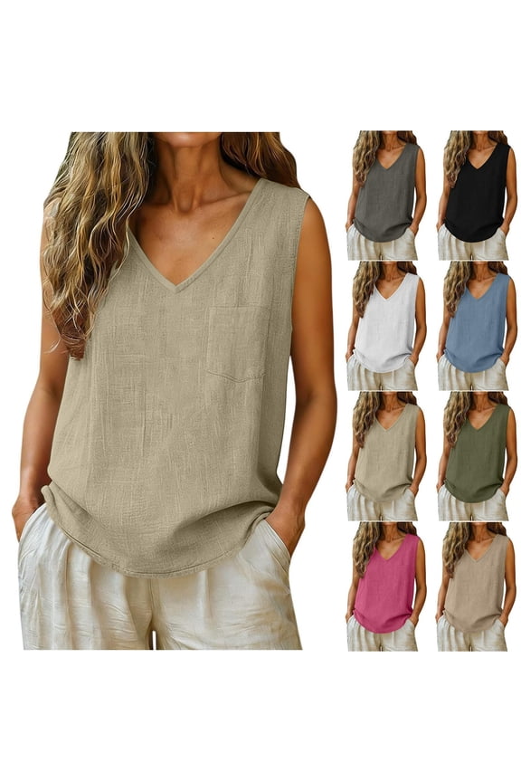Women V Neck Side Split Crop Top Summer Blouses for Women Dressy Casual Solid Color Shaping Summer Top