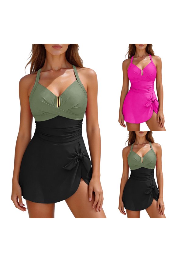 Women's Abdomen-smoothing Swimsuit Lift Summer Womens Swim Crisscross Ruched