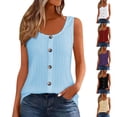 thumbnail image 1 of Avtoify Women's Casual Solid Color Round Neck Button Batwing Sleeve Short Sleeve Top Short Sleeve Round Neck Top/Shirt, 1 of 9