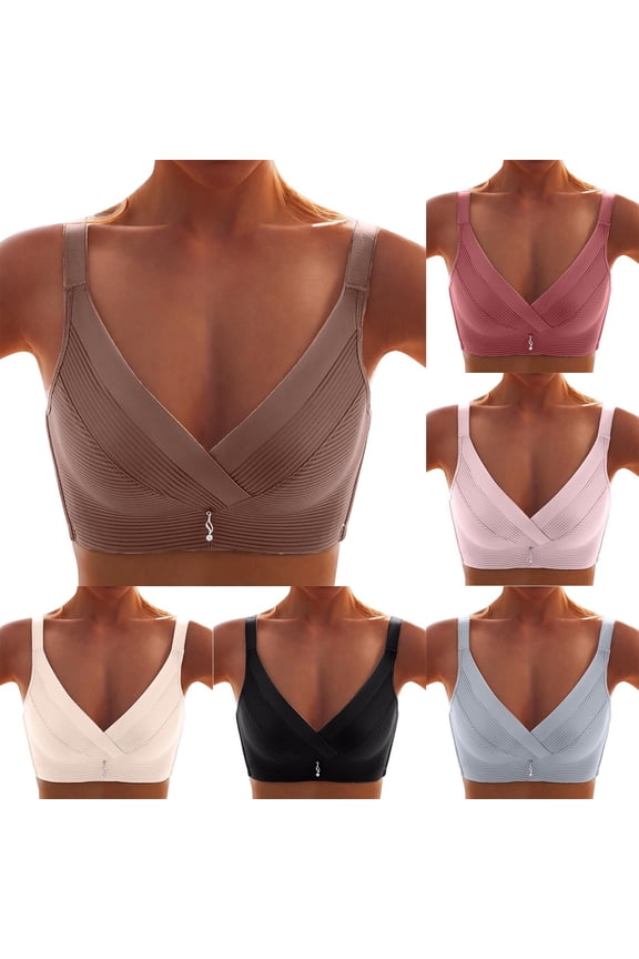 Avtoify Women's Comfortable Wireless Lace Push-Up Adjustive Side Control Bra Innerwear