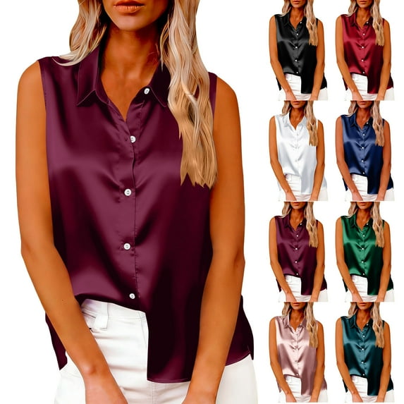 Avtoify Women's Linen Plaid V-Neck Button Short Sleeve Top