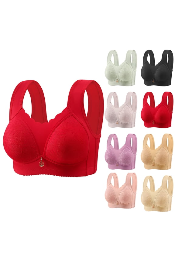 Women's Plus Size Innerwear Back Style Push-Up Lace Side Control Bra