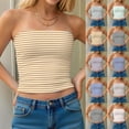 thumbnail image 1 of Avtoify Women's Solid Color Style Double-Layer Striped Tube Top, 1 of 10