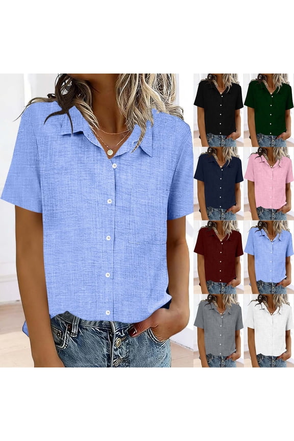 Women's Solid Color V-Neck Button Long Sleeve Side Slit Hem Pullover Sweater Women's Top