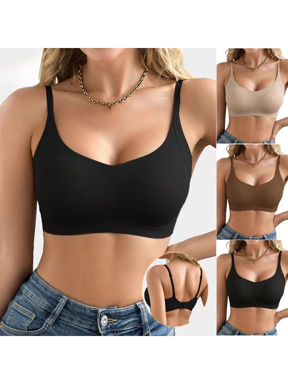 Womens Casual Bras Solid Color Thin Seamless Bra Sag Breathable Uplift