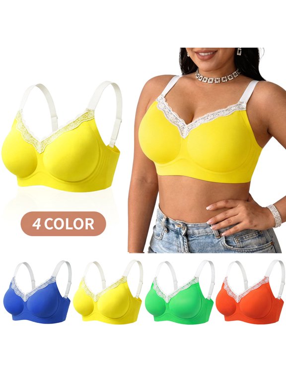 Womens Dressy Bras Plus Size Solid Color Thin Seamless Bra Sag Uplift