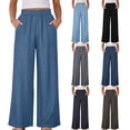 thumbnail image 1 of Avtoify Womens Pants Casual Solid Elastic Denim Like Double Pocket Leggings Fitness Casual Cropped, 1 of 9