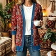 Avtoify Womens Winter Jacket Vintage Random Print Denim Splicing Button ...