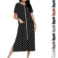 thumbnail image 1 of Avtoify Zip Up Robe Long Housecoat Knit Bathrobes Full Length Gradient Color Nightgown Pockets Womens Pajamas, 1 of 8