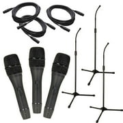 Avtronics Handheld Wired Dynamic Super-Cardioid Microphone Kit with Portable Boom Stands - Ideal for Live Performances, Podcasts, and More