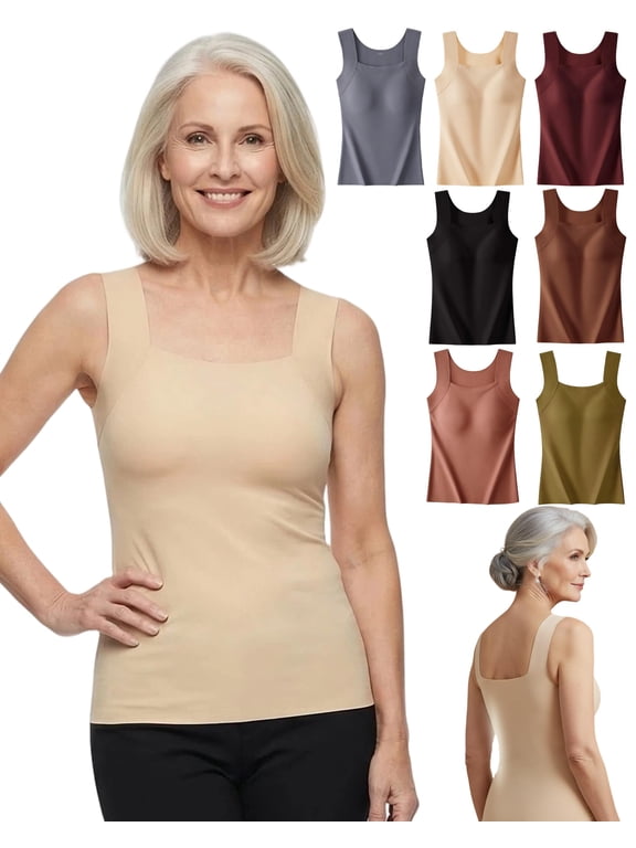 's Built in Comfort Bra Tank Tops for Women, Seamless Shaper Tank Tops No Underwire, No Tight Band, No Straps that Dig or Slip